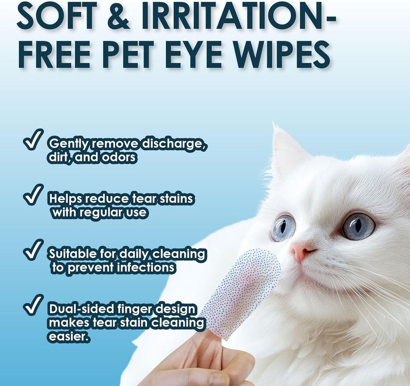 Mooncat Pet Eye Wipes for Dogs & Cats - Gentle Finger Cot Design for Easy Cleaning Tear Stains & Goop Cleaning - 40counts - Image 4